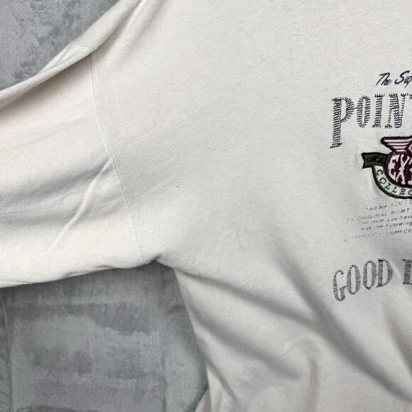 Vintage Point Zero 1955 Sweatshirt Made in Korea Size M Cream ‘Good Look’ Y2K - Picture 6 of 8